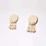 Peach Porcelain Round Earrings With Pearls, thumbnail 3 of 3