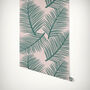 Wallpaper Palm Leaf Garden Pale Pink And Green Tropical, thumbnail 1 of 2