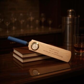 Personalised Mini Cricket Bat With Clock, 2 of 11