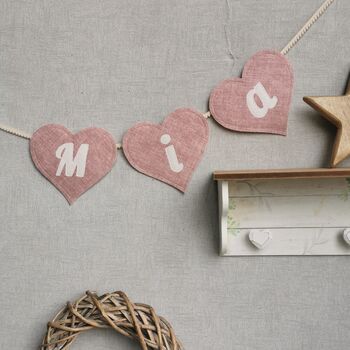 Heart Shaped Bunting In Dusky Pink For Girls Baby Room, 9 of 12