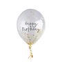 Five Gold Happy Birthday Confetti Balloons, thumbnail 2 of 2