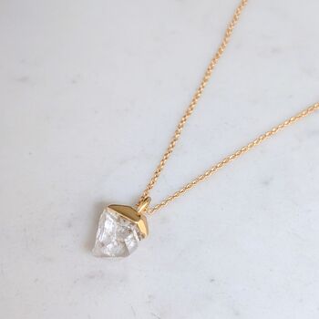 Herkimer Diamond Pendant Necklace, Gold, 2 of 6