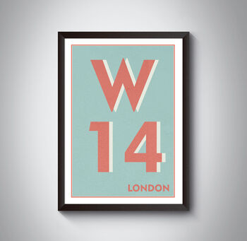 W14 Hammersmith London Postcode Typography Print, 7 of 11