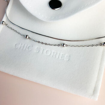 Sterling Silver Double Layer Chain Bracelet, 4 of 5