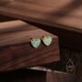 Sterling Silver Green Opal Heart Stud Earrings, thumbnail 4 of 11