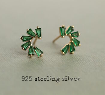 Emerald Pinwheel Stud Earrings, 3 of 7