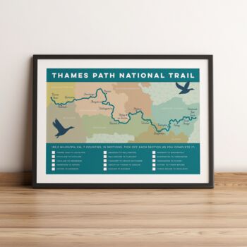 River Thames Path Art Print With Map And Tick List, 2 of 7