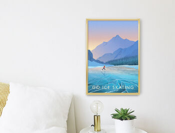 Go Ice Skating Travel Poster Art Print, 2 of 8