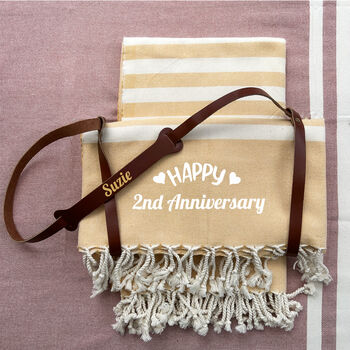 Anniversary Gift Set, Beach Towel And Leather Strap, 2 of 9