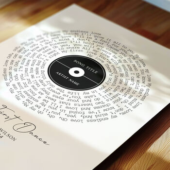 Custom Song Lyrics Print, Personalised Gift, 2 of 7