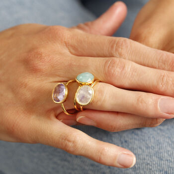 Rose Cut Gemstone Ring In 18ct Gold Vermeil Plated, 2 of 6