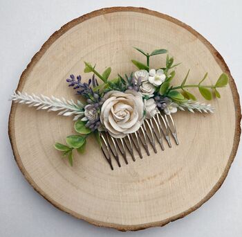 Ivory And Lavender Flower Hair Comb, 4 of 4