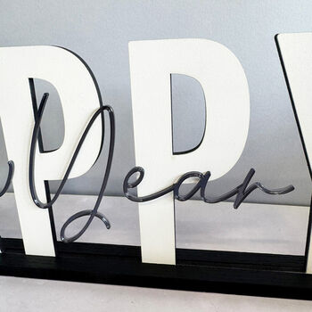 Happy New Year Wood And Mirrored Acrylic Table Sign, 3 of 8