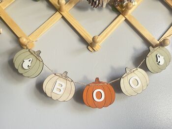 Boo Bunting Banner Halloween Wooden Party Garland, 7 of 9