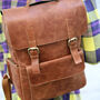 'Kingsley' Men's Leather Laptop Backpack In Tan, thumbnail 6 of 12