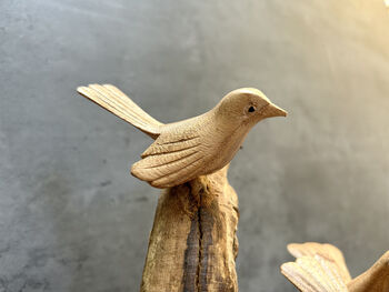 Hand Carved Wooden Nesting Birds Ornament, 9 of 12