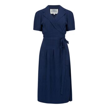 Peggy Dress In French Navy 1940s Vintage Style, 2 of 2