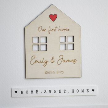 Personalised First Home Framed Print – Engraved Wooden House Keepsake, 3 of 3