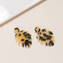 Beige And Black Tortoiseshell Leaf Earrings, thumbnail 3 of 3