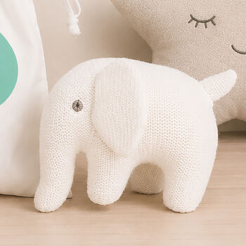 White Elephant Organic Rattle With Personalised Bag, 2 of 2