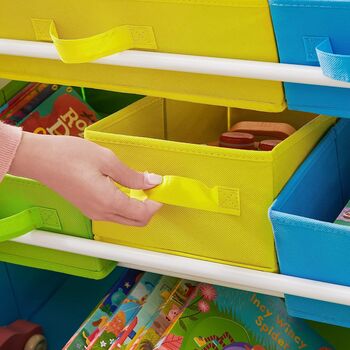 Toy Organiser Fabric Bins Storage Unit Bookshelf Basket, 4 of 9