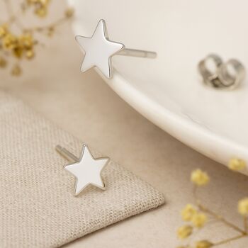 Girls Sterling Silver Star Stud Earrings, 3 of 9