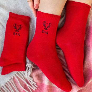 Personalised Valentines Lobster Socks Gift For Couples, 2 of 4