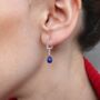 Square Earrings With Gem Stone Drop, thumbnail 7 of 9