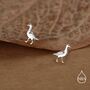 Sterling Silver Goose Stud Earrings With Gold Details, thumbnail 6 of 11