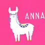 Girls Personalised Llama Alpaca Pink T Shirt, thumbnail 2 of 3