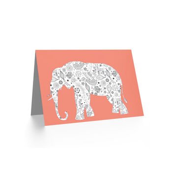 Elephant Folk Art Pattern Silhouette Animal Art Card, 2 of 4