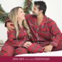 Personalised Matching Couples Luxury Brushed Cotton Christmas Tartan Pyjamas, thumbnail 1 of 5
