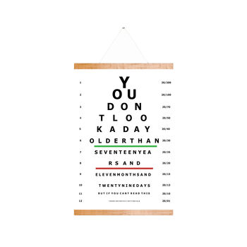 Personalised Milestone 18 Birthday Eye Chart Art Gift, 2 of 3