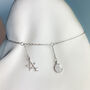 Sterling Silver Crystal Moon And Star Anklet, thumbnail 1 of 6