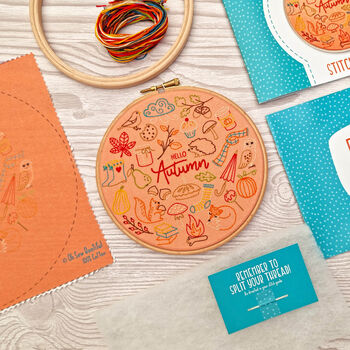 Hello Autumn Embroidery Kit, Seasonal Diy Craft Kit, 6 of 9