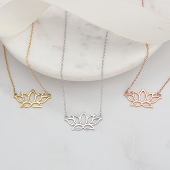 Lotus Flower Necklace In Silver Or Gold Vermeil, 3 of 12