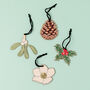 Floral Wooden Christmas Tree Decorations, thumbnail 1 of 3