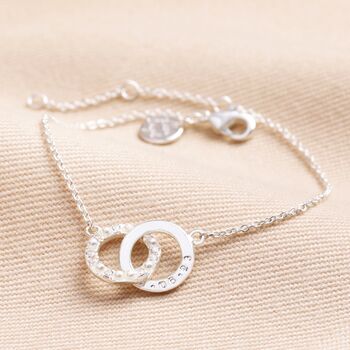 Personalised Interlocking Pearl Crystal Hoops Bracelet, 4 of 6