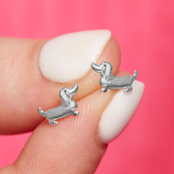 Sterling Silver Dachshund Stud Earrings, 5 of 5