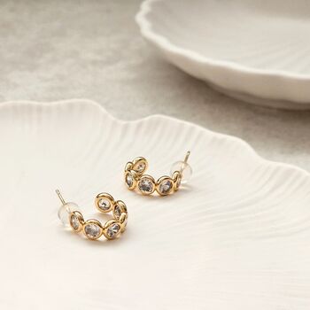 Diamond Bezel Hoops Gold, 3 of 8