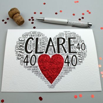 Personalised 40th Birthday Sparkle Card, 11 of 11