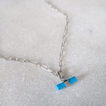 The T Bar Turquoise Necklace, Silver, 3 of 8