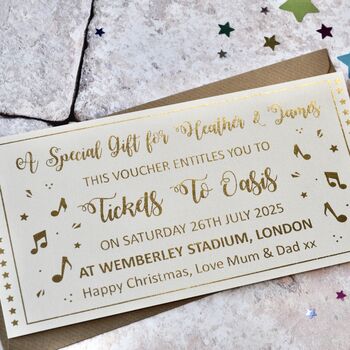 Personalised Gold Foil 'Concert' Gift Voucher, 2 of 3