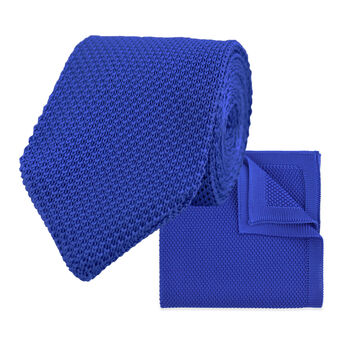 Royal Blue Knitted Neck Tie In 100% Soft Polyester, 5 of 11