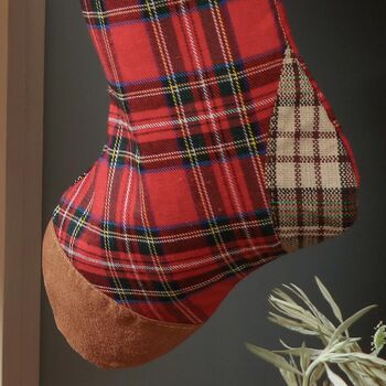 Personalised Red Tartan Patchwork Stocking, 5 of 5