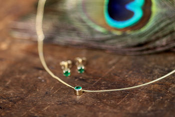 Daisy Nine Carat Gold Elphaba Emerald Necklace, 6 of 6