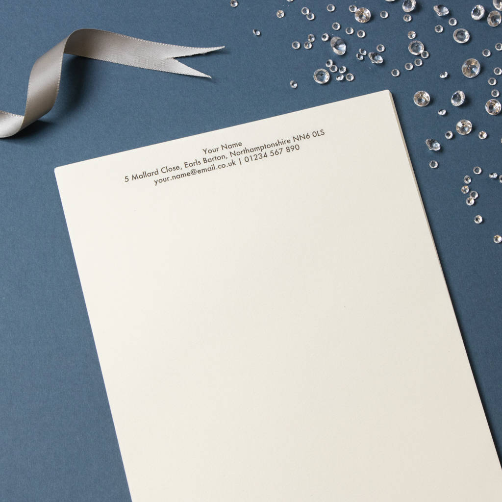 personalised luxury writing paper thermo printed by able labels | notonthehighstreet.com