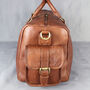 'Drake' Men's Leather Duffle Holdall In Cognac Leather, thumbnail 4 of 10