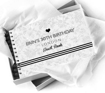 Personalised 30th Monochrome Birthday Guest Book, 5 of 8