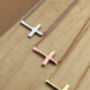 Sideway Cross Necklace Rose Or Gold Plated 925 Silver, thumbnail 6 of 9